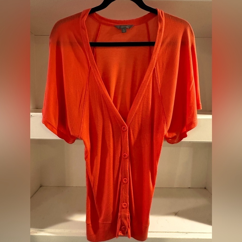Coral Button-Up Cardigan